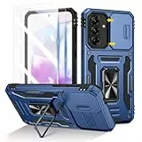 Doeshine für Samsung Galaxy A56/A36 Hülle mit 2 Stück Displayschutzfolie & Kameraschutz, 360° Rotate Ring Ständer, Robust Fallschutz Handyhülle Outdoor Militär Schutzhülle für Galaxy A56/A36 (Blau)