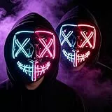 WUJUN Glühende Halloween Maske Lustige Grimasse Cosplay Party Karneval LED Beleuchtung Halloween Masken Draht Licht Dekoration (Kombination C)
