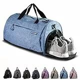 Fitgriff® Sporttasche & Reisetasche für Damen und Herren - mit Schuhfach & Nassfach - Tasche für Sport, Fitness & Reisen - Trainingstasche, Gym Bag (Light Blue, 48 x 26 x 25 cm (Small))