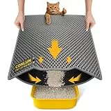 Conlun Katzenklo Matte, 58x42cm Waben Doppelschicht Katzenstreu Matte, Urin- & Wasserdichte Katzenmatte Katzenklo, Leicht zu reinigen, Rutschfeste Katzenmatte für den Boden, Grau, 2317