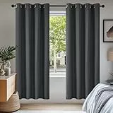 Deconovo Gardinen Blickdichte Vorhänge Verdunklungsvorhänge 2er Set H175 x B140 cm Wohnzimmer Curtains mit ösen Dunkelgrau
