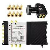 Premium X Multischalter Set 5/4 Multiswitch Quattro LNB 8X F-Stecker, Satverteiler 1 SAT für 4 Teilnehmer HDTV FullHD 4K UHD 8K