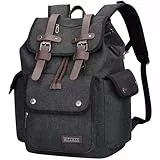 WITZMAN Canvas Reiserucksack Herren Vintage Rucksack Fit 15,6 Zoll Laptop Hohe KapazitäT Travel Backpack Lässiger Tagesrucksack（A8004 Schwarz