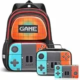 Beaulyn Schulrucksack für Jungen, Gamer-Schultasche für Kinder, Grundschule, 43,2 cm, Videospiel-Rucksack für Laptop, Spiel-Blaugrün, 3Pcs Backpack Set, Gamer-Rucksack