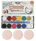 Eulenspiegel 212288 - Metall-Palette Circus Roncalli, 10 x 5 g Farben, 1 Glitter Classic Gold, 1 Glitter Perlmutt, 2 Celebration-Pinsel, 3 Schwämme