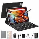 Android Tablet 2024 Neuestes 10 Zoll Android 12 Tablet 2-in-1 Tablet mit Tastatur 128 GB ROM + 16 GB RAM + 1 TB Erweitern Octa-Core 5G/2,4 G WiFi Tablet 13 MP + 8 MPKamera, 7000 mAh Akku, Bluetooth,