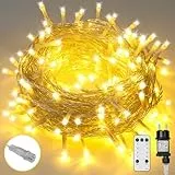 sylvwin Lichterkette Weihnachtsbaum - 10M 100 LED Lichterkette Weihnachten Außen Strom mit Timer Speicherfunktion,8 Modi Lichterkette Außen für Zuhause,Garten Weihnachten Deko