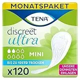 TENA Discreet Ultra - 120 Einlagen im Monatspaket (6 x 20 Stück), einzeln verpackt - Hygieneeinlagen für Frauen - bei leichter Blasenschwäche, Inkontinenz und bei Tröpfchenverlust