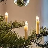 hellum Lichterkette Kerzen Weihnachtsbaum mit Wachstropfen für innen, Made in Germany, 30 Lichter mit teilbarem Stecker, 20,30 m beleuchtet, inklusive 3 Ersatzkerzen, kein LED