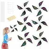 MONCAP 24 Stück Windrad Kratzbilder Kinder Windrad Bastelset Windmühle Kinder Kratzpapier Windrädchen Kreative DIY für Mädchen Junge Kindergeburtstag Garten Party Geschenk