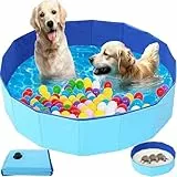 Hundepool,Faltbarer Hundepool,60x20 cm Hundebecken,Kinderpool Faltbar,Rutschfester Boden,Hundepoom Planschbecken mit Ablassventil,PVC Kleines Planschbecken für Welpen und Kinder,Einfach zu verstauen