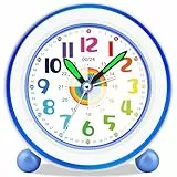 Edillas Wecker Kinder Mädchen Jungen,Lernwecker Quarz Analog Ohne Ticken mit Snooze und Nachtlicht,Batteriebetrieben Kinderwecker für Kinderzimmer als Schulgeschenk (Dunkelblau)