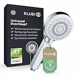 KLUDI-X1 Universal Duschkopf wassersparend als Option, Duschbrause mit 3 Strahlarten (Body, Hair, Skin), reinigungsfreundlicher Brausekopf Ø 10,7 cm, Shower Head mit Antikalk-Funktion in Chrom