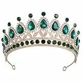 FRCOLOR Tiara Heimkehrkrone Festzugskrone Diademe Für Frauen Kronen Und Diademe Heimkehr Kronen Hochzeitskrone Für Frauen Runde Krone Bachelorette-krone Brautkrone Green Strass