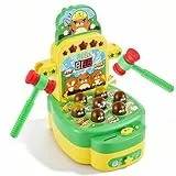 Whack a Mole Spiel für Kinder ab 3 Jahre - Interaktives Musik Spielzeug mit 2 Hämmern zur Förderung der Motorik - Entwicklungsspielzeug mit Beleuchtung & Soundeffekten, LCD-Display Arcade Spiel, Grün