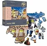 Trefl - Holzpuzzle, Französische Straße - 1000 Teile, Wood Craft, unregelmäßige Formen, 100 Figuren französischer Denkmäler und Symbole, modernes Puzzle, DIY, holzpuzzle Erwachsene