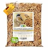 EWL Naturprodukte Soldatenfliegenlarven getrocknet 6,5 L (1 kg), Vogelfutter, Fischfutter, Schildkrötenfutter, Igelfutter mit Insekten