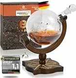 Grimm & Brothers: Kompass Karaffe ECHTHOLZ - Whisky 850ml mit Glückwunschkarte - Whiskey Zubehör - Männer Geschenke - Whisky Karafe Globus - geschenkset - alkohol - whiskey