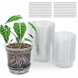 MIXC Selbstbewässernde Blumentöpfe, 4, 5, 16,5 cm, 6 Stück, transparente Töpfe mit Drainagelöchern, tiefem Reservoir, Pflanztopf für drinnen und draußen