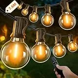 Kangtaixin 7.6M Lichterkette Außen mit Timer, LED Lichterkette Strom Outdoor mit 12+2 G40 Glühbirnen, 4 Modus und Dimmbar Lichterkette Wasserdicht für Garten Balkon Terrasse Party Hochzeit (Warmweiß)