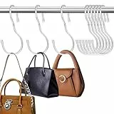 Bewudy S Haken, 12 Stück 10cm Silber 90° Twist Hacken ​für Kleiderstange, Heavy Duty Metallhaken Einhängen Mehrzweckhaken Handtaschenaufhänger Geldbörsenhaken haken für Schrank Küche Bad