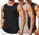 COOFANDY Tanktop Herren 3er Pack Muskelshirts Gym Workout Männer Ärmellos Tank Tops Schwarz/Hellgrau/Dunkelgrau (3 Stück) S