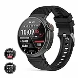 Smartwatch Ultra Damen Herren mit Telefonfunktion (Anruf empfangen/tätigen), 1,52' rundes HD-Display,Fitnessuhr mit Schlaftracker,120+ Sportmodi sportuhr Fitness Uhr Armbanduhr für Android IOS