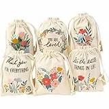 Papierdrachen 6er Set Bestickte Säckchen mit Floral Design - Liebevolle Botschaften, Premium Baumwollmix, Vielseitig Einsetzbar - Set 1