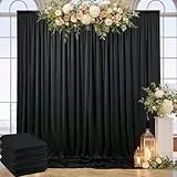Faltenfreier schwarzer Hintergrund für Partys, Hochzeiten, 4 Paneele, Seiden-Polyester, schwarze Vorhänge für Hintergrund, 3 m, Fotohintergrund, für Geburtstag, Abschlussfeier, Fotografie, Hintergrund