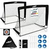ArtSport Pop-up Fußballtor Goal Master - 2er Set mit Zubehör - faltbar & schnell spielbereit - 2 Fußballtore Indoor & Garten - Fußball Tor - Schwarz