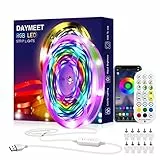 Daymeet LED Strip 10M - USB RGBIC LED Streifen Farbwechsel LED ​Beleuchtung mit 5050 Bluetooth Musik Sync Fernbedienung APP Control für Party,Schlafzimmer,Küche,TV,PC