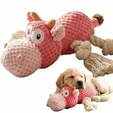 Speedy Panther Plüschspielzeug für Hunde mit Seil, Quietschspielzeug für Hunde und Crinkle-Papier, Pink, für Welpen und Kleine, Mittlere, Große Hunde