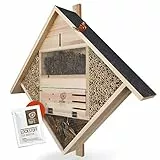 wildtier herz I Profi Insektenhotel XXL - 85 x 82 cm Insektenhaus aus verschraubtem Massiv-Holz - Handarbeit mit Lockstoff Wild-Bienen Schmetterlinge & Co