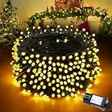 Moxled Warmweiß Gelb Lichterkette Weihnachtsbaum, 40M 350 LED Lichterkette Außen Strom mit 9 Modi, Timer, Erweiterbar, Dimmbar Warmweiß Weihnachtsbeleuchtung Außen for Garten Party Weihnachtsdeko