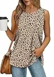 XIEERDUO Damen Tank Top Leopardenmuster 3XL Ärmellos Sommer Oberteile Elegant Top Damen Passform Longshirt