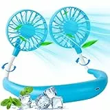 BOSONER Nackenventilator, Tragbarer Hals Fan Mit 3 Geschwindigkeiten, USB Mini Ventilator Mit 360° Luftstrom, Akku Klein für Reisen, Sport, Büro, Picknick, Camping