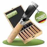 HOLZHELD - 6-teiliges Stechbeitel-Set bestehend aus Stechbeitel und Hohlbeitel zur Holzbearbeitung für Hobbyhandwerker. Hochwertiger japanischer Stahl zum Holzwerken.