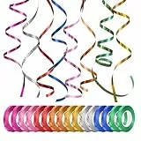 Naler 16x Ringelband Geschenkband Polyband Glitzer Deko Band in 8 Bunten Farben für Basteln und Verpacken, Geschenkverpackung, Ballonverschlüsse