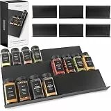 EDELHAUS Gewürzregal Schublade, Gewürz Organizer Schublade, Küchen Gewürzregal Ausziehbar für bis zu 30 Gewürzgläser Gewürztreppe für Gewürzschublade Schubladeneinsatz Schwarz (Gläser nicht enthalten)