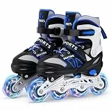 Inline Skates für Kinder Jungen Mädchen Anfänger, 4 Size verstellbare Rollschuhe mit Light Up Rollen. (S (EU28-32)) / (CN 31-34)