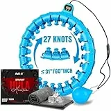 K-MART Smart Hula Hoop, Weighted Hula Hoop, Adjustable Fitness Exercise Weighted Hula Hoop, 27 Removable Knots/Links, Blue, Azure
