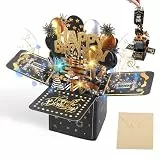 WIYETY Geburtstagskarte, 3D Geburtstagskarte mit Lichtern und Interaktiven Kerzen, Blowable LED Licht Kerze, Geschenk Geburtstagskarten, für Mann Frau Mädchen Junge