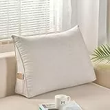XIEMINLE Keilkissen, Lesekissen, stützendes Keil-Lendenkissen, Kopfteil Rückenlehnenkissen mit Reißverschluss, Bettruhekissen, Stützkissen für Sofa, Stuhl, 70 x 20 x 50 cm, Beige