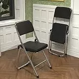 PIPIPOXER Konferenzstuhl klappbar,1er Set Essstühle Klappstühle Klappstühle aus kuschelig PU Leder und Stahlrahmen,Stabiler Klappstuhl Furniture mit für Gäste im Freien Schwarz 45x46x82cm