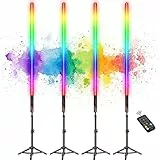 LUXCEO 4 Stück 85cm LED Video Lichtstab Mood1 Mit Stativ,LED Handheld Fotografie Lichtdimmbar und Speicher, integrierter Akku,RGB-Fotolampe für YouTube,TikTok,Spiel-Streaming,Partybar,Foto-Beleuchtung