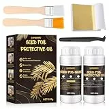 ALLONY 100 Stück Blattgoldkleber, inklusive Kleber von 100 ml und Schutzlack auf Wasserbasis 100 ml für Handarbeiten und Malerei