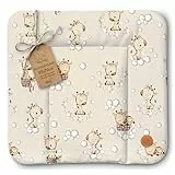 Wickelauflage Wickelunterlage abwaschbar und wasserdicht 85x72 cm - Wickelmatte zum Auflegen auf Wickeltisch Wickelaufsatz Wickelkommode oder Waschmaschine Oeko-Tex 85 x 72 Giraffen