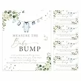 Whaline Babyparty-Spiele, 50 Stück, Eukalyptusblätter, messen Sie die Baby-Bump-Karten mit Schild, wie groß ist Mommy's Belly Spielkarten für Partyzubehör