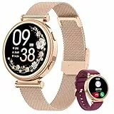 Sanorum Smartwatch Damen, 1.27' HD Voll Touchscreen Armbanduhr mit Telefonfunktion, 120+Sportmodi, IP68 Menstruationszyklus SpO2 Pulsuhr Schrittzähler Kalorien Fitness Tracker iOS Android, Roségold