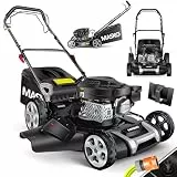 MASKO® Benzin Rasenmäher 5in1 | 51 cm Schnittbreite | 8- fache Schnitthöhenverstellung | 4 Takt OHV Motor 6,0 PS | 65 Liter Fangkorb| Inkl. Mulch- Kit, Seitenauswurf